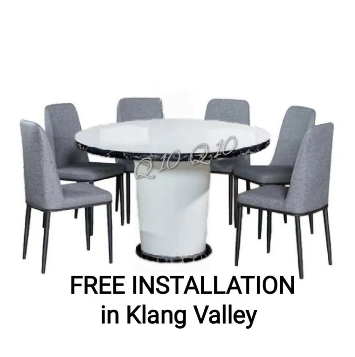 Q 10 6 Seater Marble Dining Table Set / 6 Seater Marble Dining Set