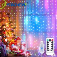 【CW】 3M USB LED Curtain Light Fairy String Lights 8Mode 3X3M 3X1M 3X2M Garland For New Year Christmas Outdoor Wedding Home Decor
