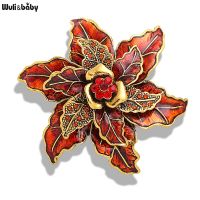 Wuli amp;baby Big Vintage Enamel Flower Brooches For Women Unisex 2-color New Flower Party Office Brooch Pin Gifts