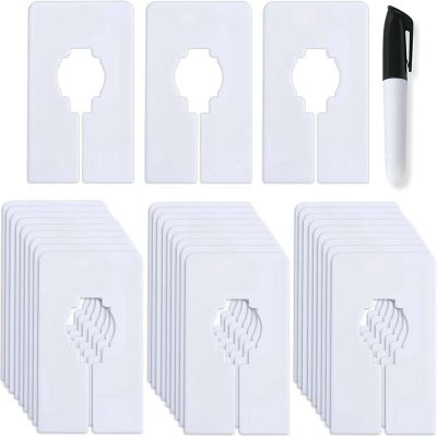 30 Closet Dividers for Hanging Clothes- Rectangle Clothing Size Dividers,1.5X Wider White Closet Divider Set with Marker