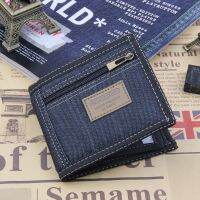 【Layor shop】แฟชั่นผู้ชายกระเป๋าสตางค์ Geans ผ้าม็องกระเป๋าชาย LettersCoin PurseMoneybags ผู้ถือบัตร ID สตางค์กระเป๋าสตางค์