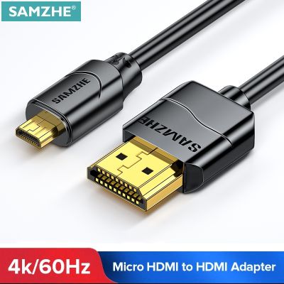 Kabel HDMI mikro ke HDMI SAMZHE adaptor HDMI mikro ke HDMI 4K/60Hz 3D untuk GoPro Hero 7 Raspberry Pi 4 Sony Nikon kepang kabel HDMI