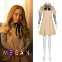 M3GAN ชุดคอสเพลย์สำหรับเด็กผู้หญิง AI ตุ๊กตาหุ่นยนต์สองพันยี่สิบสามชุด Megan ชุดเครื่องแต่งกายฮาโลวีน