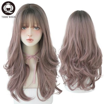 7JHH Fashion Ombre Brown Black Deep Wave Long Hair With Bangs Synthetic Wigs For Women Christmas Heat Resistant Thick Wig Gift [ Hot sell ] tool center