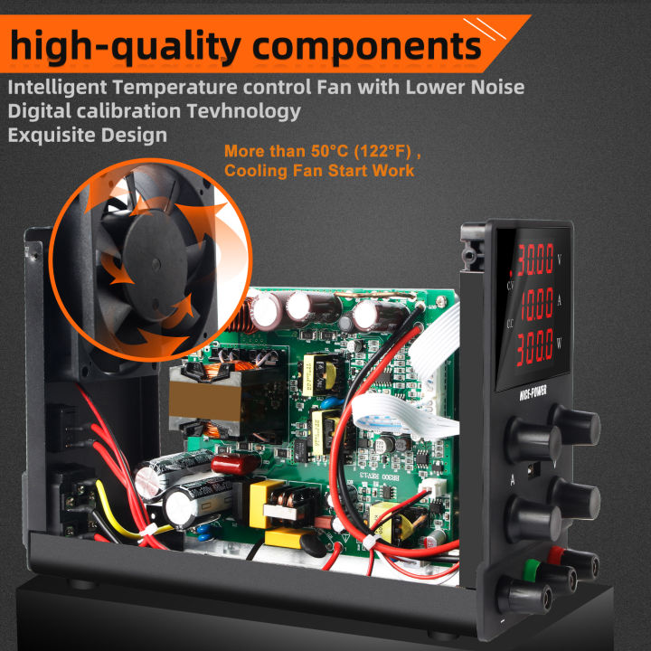 ตัวแปรแหล่งจ่ายไฟกระแสตรงพลังงานดีซี-30v-10a-สวิตช์ปรับได้ควบคุมความแม่นยำสูง4หลักจอแสดงผลแอลอีดี5v-2a-พอร์ต-usb-ทดสอบตะกั่วเอาต์พุตและสายไฟอินพุตอุปกรณ์จ่ายไฟในแล็บ