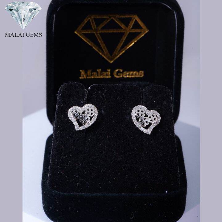 malai-gems-ต่างหูเพชร-เงินแท้-silver-925-เพชรสวิส-cz-เคลือบทองคำขาว-รุ่น075-1se61483-e-แถมกล่อง-ต่างหูcz-ต่างหูเงินแท้