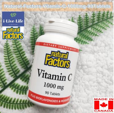 วิตามินซีธรรมชาติ Natural C + Bioflavonoids &amp; Rosehips 1000 mg 90 Tablets - Natural Factors