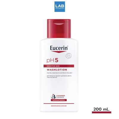 Eucerin pH5 Sensitive Skin Wash Lotion 200 ml. ยูเซอริน พีเอช5 เซ็นซิทีฟ สกิน วอชโลชั่น ครีมอาบน้ำสำหรับฟื้นบำรุงเกราะปกป้องผิวให้แข็งแรง 200 มล.