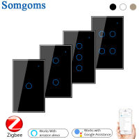 1234แก๊ง23Way WiFi สวิทช์สัมผัส AC 100v220v โคมไฟติดผนังสวิทช์บ้านสมาร์ท Zigbee การควบคุมระยะไกลไร้สาย Tuya App สหรัฐมาตรฐาน