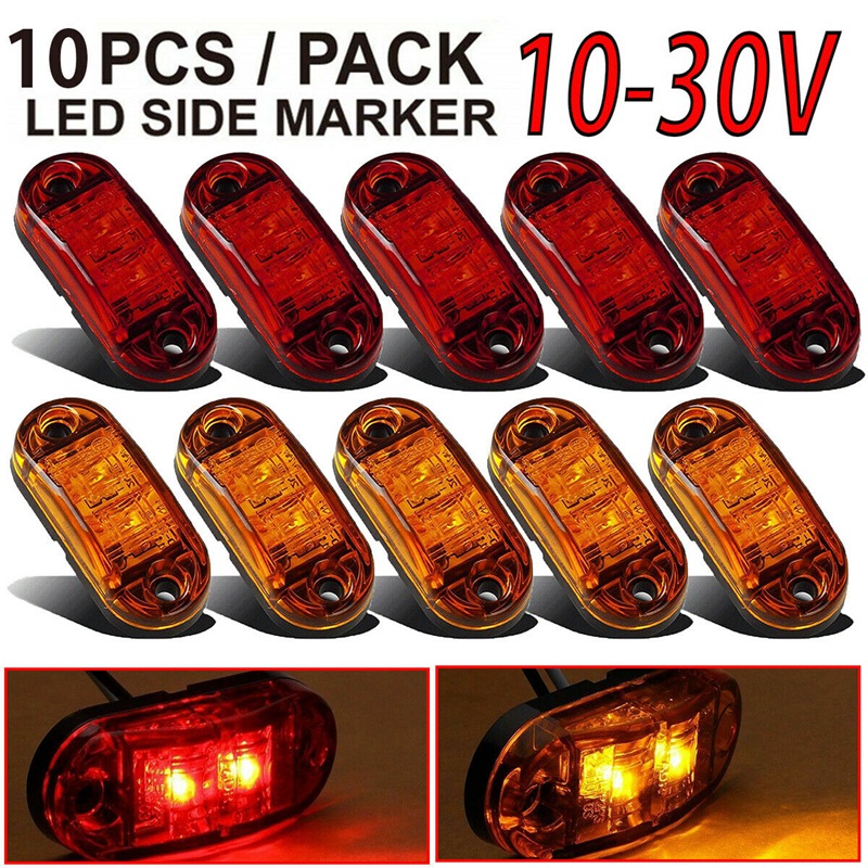 Kqiang 2.5 Trailer Truck Amber Led Side Marker Lights,5x Amber 5x Red LED Oval Boat Marine Car Truck RV Trailer Side Clearance Marker Lights 