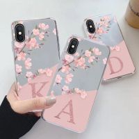 Flowers Letter Case For iphone X XR XS MAX Capa Clear Soft Silicone Covers For iphone XSMAX XR Fundas Alphabet Transparent Bags