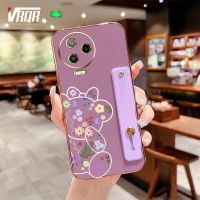 VRQR เคสโทรศัพท์หมีน่ารักพร้อมที่ยึดสีเดียวกันสำหรับ Infinix Note 12 Pro 4G 5G X671B X676B Infinix Note 12 (2023) Note 12 VIP X672ตัวปกป้องกล้องถ่ายรูปกันกระแทกฝาหลังซิลิโคนนิ่ม