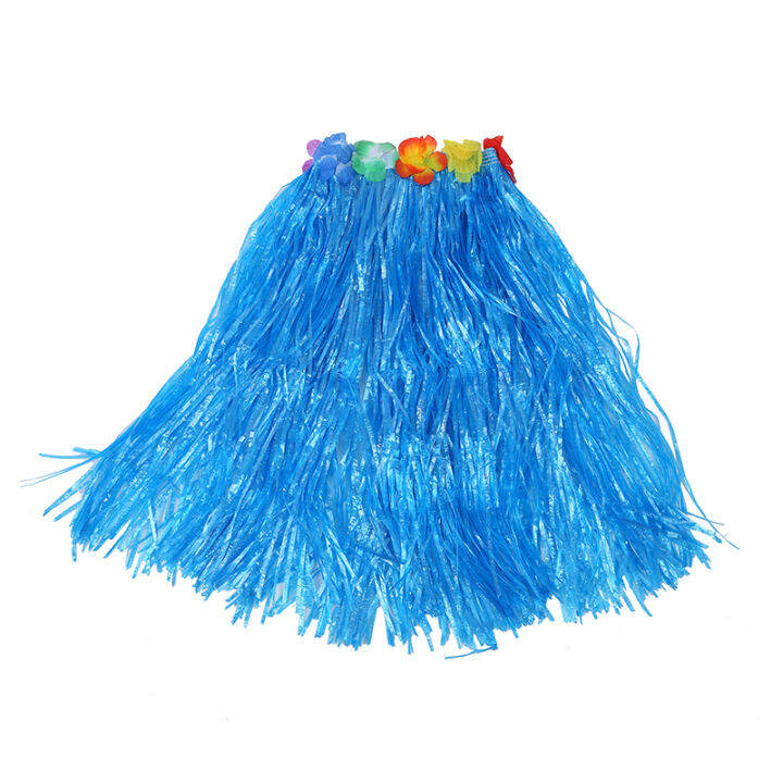 6-set-hawaiian-grass-skirt-flower-hula-lei-wristband-garland-fancy-dress-costume