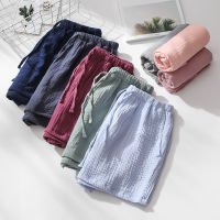 Cotton Crepe Summer Womens Shorts Man Home Pants Breathable Couples Sleep Bottoms Female Home wear 2022 new sleepwear shorts