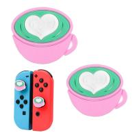 2pcs Cute Coffee Cup Theme Silicone Joycon Thumb Grip Caps Compatible With Switch Lite Game Controller Accessories Replacement Controllers