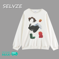 SELVZE เสื้อฮู้ดโอเวอร์ไซส์แขนยาวคอกลมสำหรับผู้หญิงแบบย้อนยุค