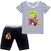 The Backyardigans เสื้อผ้าเด็กผ้าฝ้ายสาวแขนสั้นท็อปส์กางเกงขาสั้นเด็กวัยหัดเดินเด็กสาวสบายๆความชื้นฤดูร้อนครึ่งแขนประเดิมกางเกงขาสั้น