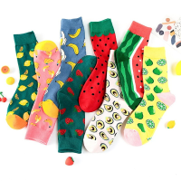 Harajuku Kawaii Cute Fashion Colorful Cotton Socks Women Pink Fruit Lemon Waterlemon Banana Novelty Funny Socks