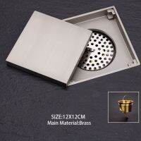 Brass Square Invisible Floor Drain， Size: 12CMX12CM; could used in bathroom   terrace， outdoor and etc. Traps Drains