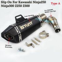 Slip On For Z250 Z300 Motorcycle Exhaust Modified Middle Link Pipe Laser Muffler DB Killer For Kawasaki Ninja250 Ninja300 Z250SL