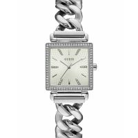 GUESS  Womens Watch Silver  W1030L1 Fixed Crystal Bezel Square