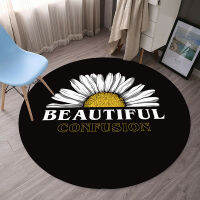 OIMG Anti-Slip Round Art Mats Trendy Style Small Daisy Carpet Sunflower Smiley Face For Bedroom Indoor Mats