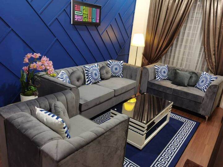 Ready Stock！Velvet fabric 1+2+3 Seater sofa (free delivery) Lazada
