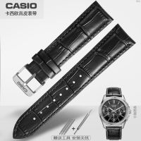 สายหนังนาฬิกาข้อมือสายนาฬิกาข้อมือ CASIO เข็มขัดนาฬิกาหนัง Casio เดิมเหมาะสำหรับ MTP1375 1174D 1383 1384 ชาย 20 22