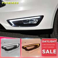 ┅ 2pcs car styling for Ford Focus 4 2015 2016 2017 2018 LED DRL Daytime Running Lights Daylight Waterproof Fog Lamp with Yellow