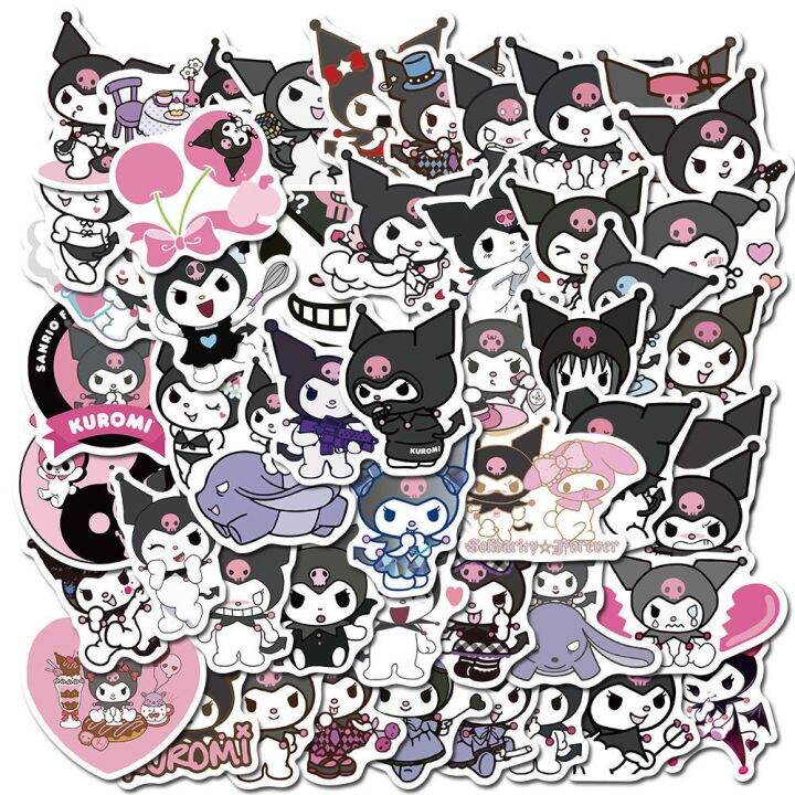 50pcs-new-sanrio-stickers-cartoon-kuromi-my-melody-cute-sticker-pack-toys-for-girls-laptop-skin-kawaii-stickers