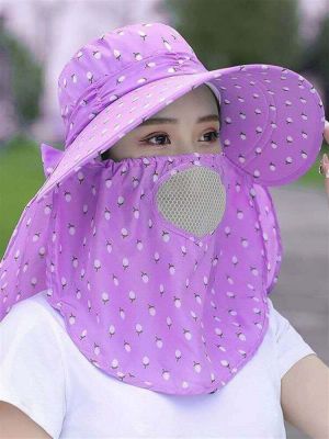 ۞ work hat spring and summer new sun big eaves mask shawl visor outdoor dry farm tea picking