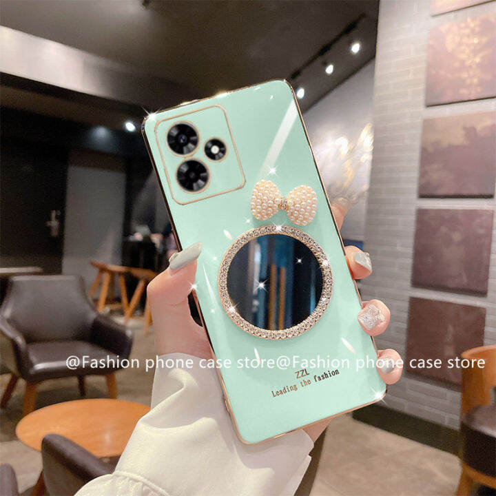 phone-case-เคส-realme11-4g-5g-realme-c51-c53-nfc-เคสซิลิโคนนิ่มกันตกสำหรับพร้อมกระจกแต่งหน้าไทโบว์ติดมุก2023