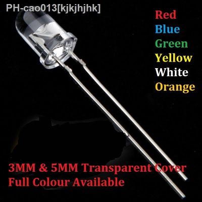 100PCS 3MM 5MM DIP Transparent Cover LED Red Yellow Green Blue Warm White High Bright F3 F5 Quality Bead Light Emitting Diode