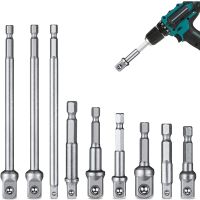 Impact Grade Chrome Vanadium Steel Socket Adapter Hex Shank to 1/4 3/8 1/2 Extension Drill Bits Bar Hex Bit Set Power Tools