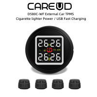 CAREUD D580C-WF รถไร้สาย TPMS ภายนอก TPMS ระบบตรวจสอบความดันลมยาง CIG แหล่งจ่ายไฟ 12V ชาร์จ USB พอร์ต