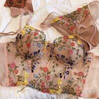 y lace lingerie brief outwearherringbone corset floral art embroidery inner strap with chest pad anti-glare underwear set