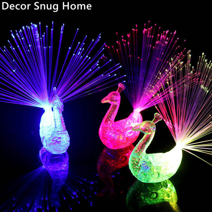 free-shipping-4pcs-แหวนสวมนิ้วสำหรับงานเลี้ยงรูปนกยูงไฟ-led-ตกแต่งเทศกาลของเล่นเด็กเรืองแสงในที่มืด