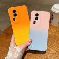 เคสไร้กรอบสีไล่ระดับสีสำหรับ OPPO Reno 10 Pro Plus/reno 10 Pro + 5G เคสบางพิเศษโทรศัพท์สครับครึ่งแพ็คสีลูกอม T1-45ฝาหลังป้องกัน