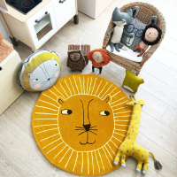 Cartoon Rainbow Round Carpet Floor Mat Bedroom Blanket Tent Playmat Soft Rug Anti-Slip Baby Play Mat Nordic Kids Room Decoration