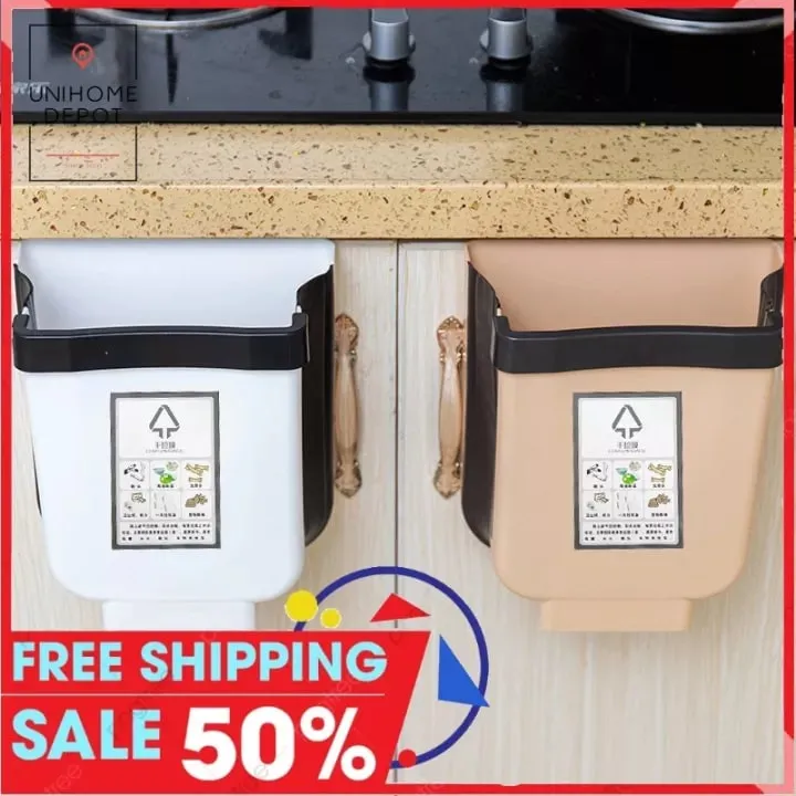 Foldable Kitchen Trash Bin Trash Can Wall Mounted Hanging