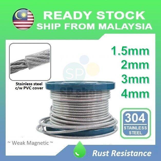 ♟Wire Rope Stainless Steel 304 with Clear PVC Plastic Coat 7x7 Cable 2