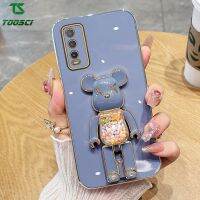 หมีรุนแรงลูกอมสเตอริโอ3D หรูหราชุบที่วางแบบหมุนได้ฝาหลัง TPU เคสนิ่มใส่โทรศัพท์สำหรับ VIVO Y50/Y30/Y30i/Y20/Y20S/Y20i/Y12S/Y12A/Y91/Y93/Y95/Y91C/Y17/Y15/y12/Y11/Y12i/Y19/Y71/Y85/V9/Y66/Y67/Y83/Y81/Y51/Y31/Z1 Pro/S1 Pro Y79 / V7 Plus