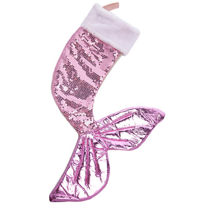 1Pcs Sequins Christmas Stockings Pendant Christmas Tree Decoration Pendant Figurines Ornaments Mermaid Sequins Socks Roll Bead