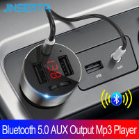 JINSERTA Car Handsfree Bluetooth 5.0 FM Transmitter AUX Output Mp3 Player 4.8A Dual USB Car Charger Support U Disk Music Play