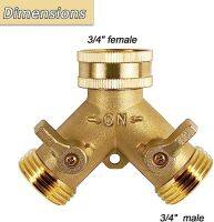 ตัวแยกสายยางในสวนทองเหลือง3/4นิ้วขั้วต่อทองเหลือง2ทางขั้วต่อทองเหลือง Y