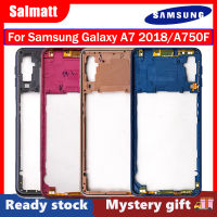 Salmatt สำหรับ Samsung Galaxy A7 2018 A750F/SM-A750กลางกรอบแผ่นที่อยู่อาศัยฝา F Aceplate ฝาจอแอลซีดีสนับสนุนด้านหน้ากรอบอะไหล่ซ่อม