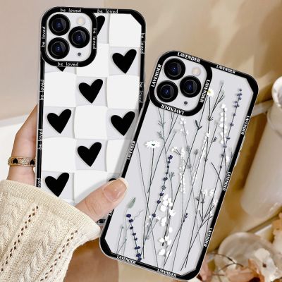 รักเคสโทรศัพท์รูปหัวใจสำหรับ iPhone 13 Pro Max เคสสำหรับ iPhone 11 14 Pro Max 12 Pro XR SE 8 7 14 Plus 13 Mini เคสลายดอกไม้ CarterFa