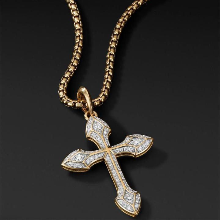 david-yurman-สร้อยคอ-gothic-cross-amulet-ในทองคำ18k-พร้อม-pav-diamonds