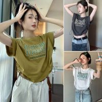 ¤✜▤ พร้อมส่ง?เสื้อยืดครอปแขนสั้นสาวอวบผู้หญิง oversize เสื้อผ้ามินิมอลสไตล์เกาหลี เสื้อเอวลอยวัยรุ่นน่ารักๆ แฟชั่น พิมพ์ลาย