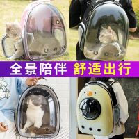 cat go out packages portable shoulders pet backpack panoramic transparent bags cage capsule can side open